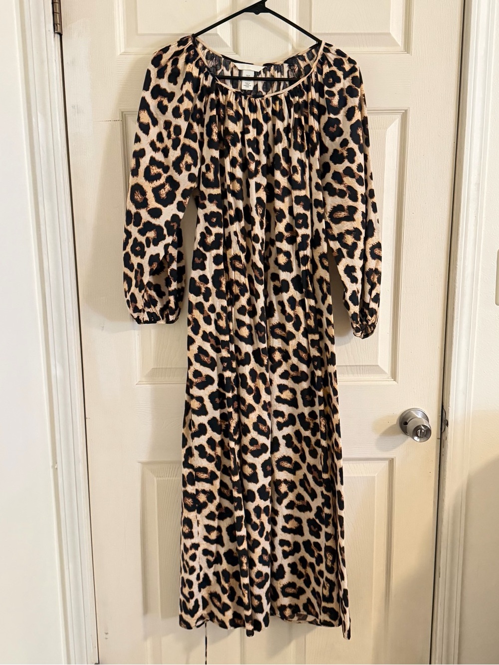 H&M Leopard Print Long Sleeve Maxi Dress - Tan and Black